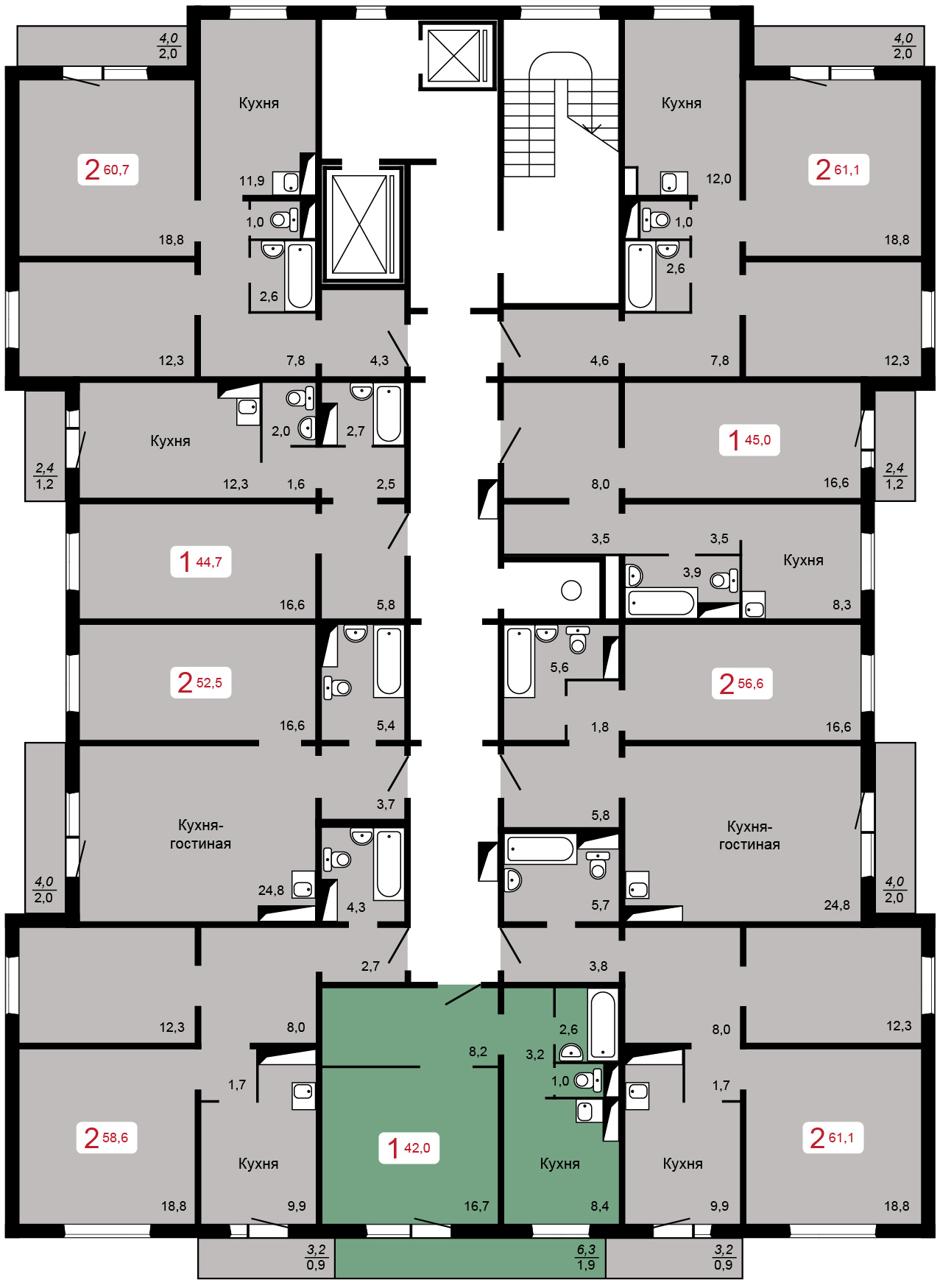 Дом 11,2 - 2-16 этаж